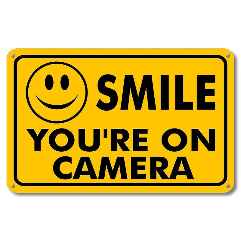 NEW SMILE YOU&rsquo;RE ON CAMERA SECURITY WATERPROOF BUSINESS YELLOW SIGN VIDEO CCTV