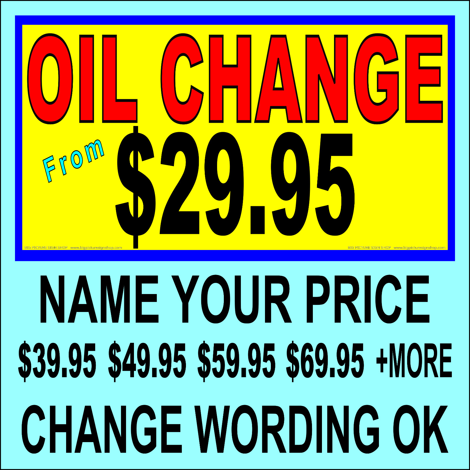 OIL CHANGE Name your price – Change Wording -LARGE-Banner-Vinyl-USA MADE QUALITY