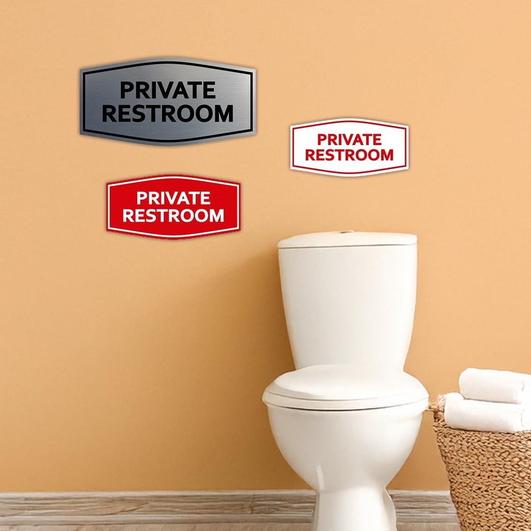 1 PCS Medium Brushed Silver Fancy Private Restroom Sign Door Wall Mount