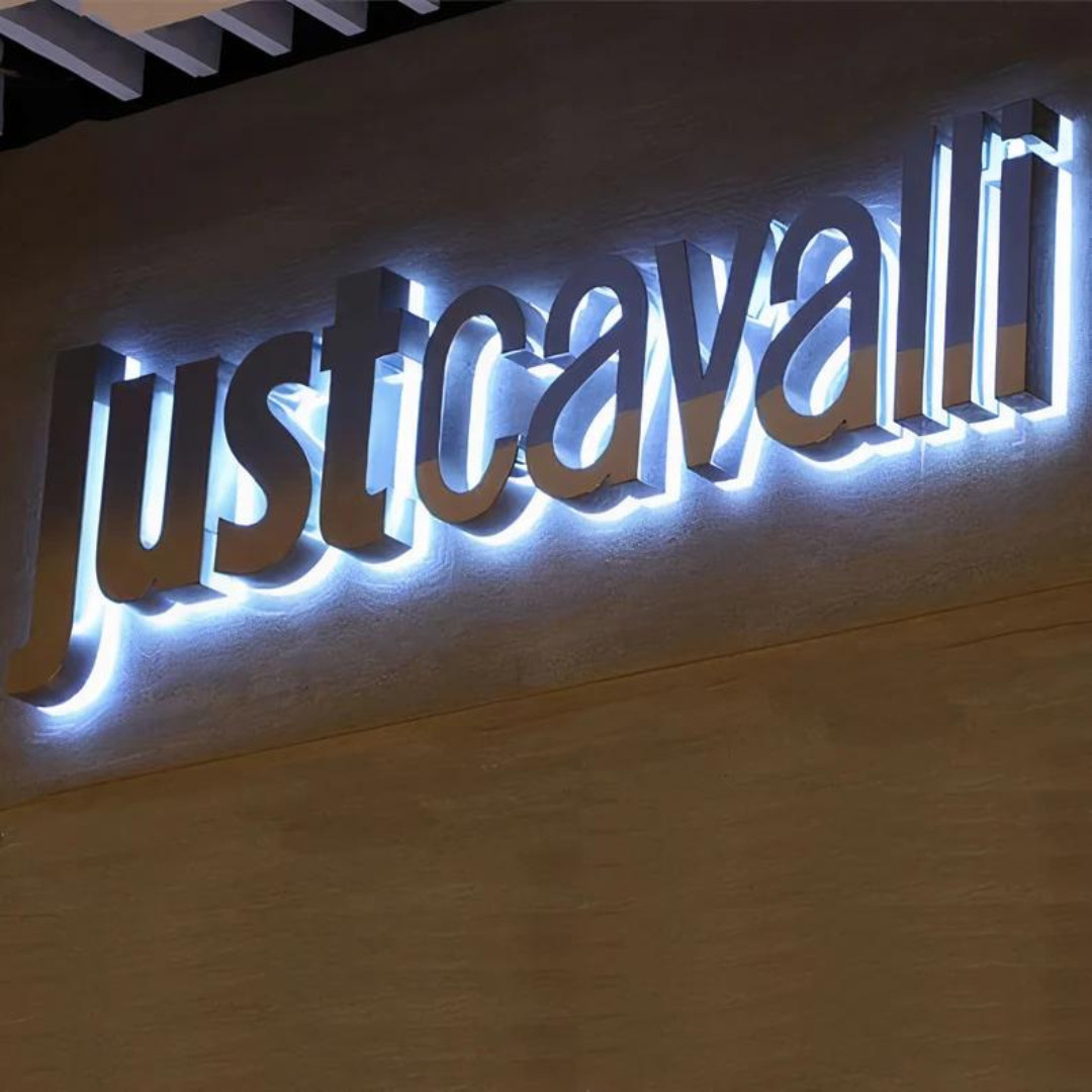 Custom Business 3D Metal Signage LED Backlit Stainless Steel Company Logo Signs