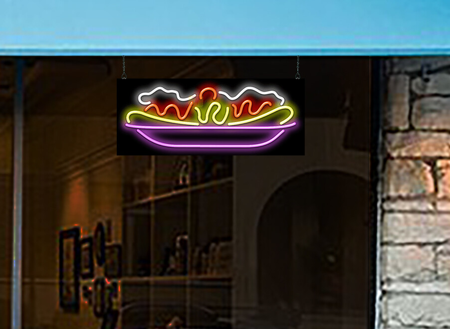 Banana Split With Cherry Neon Sign Jantec 32&Prime; x 13&Prime; Ice Cream Sundae Soda
