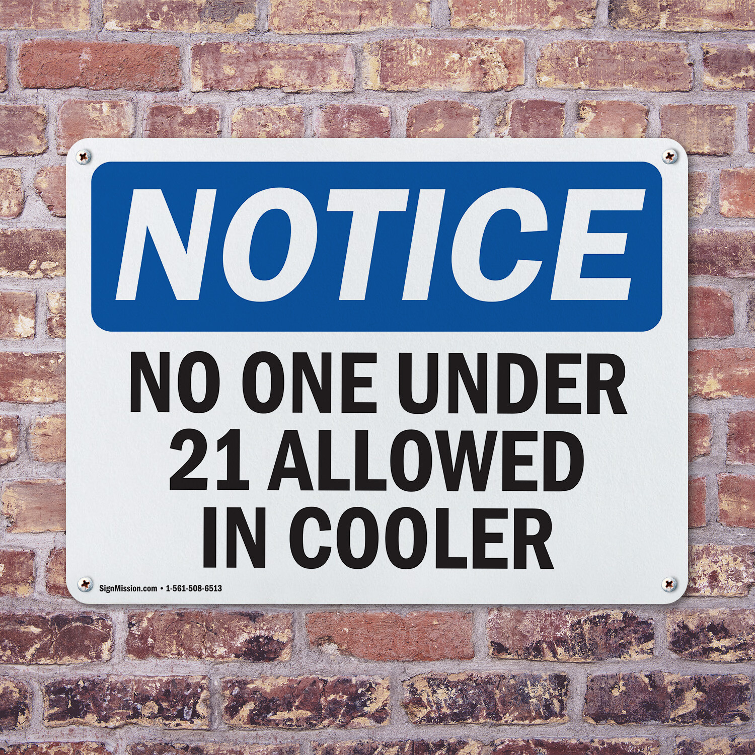 (2 Pack) No One Under 21 Allowed In Cooler OSHA Notice Sign Decal Metal Plastic