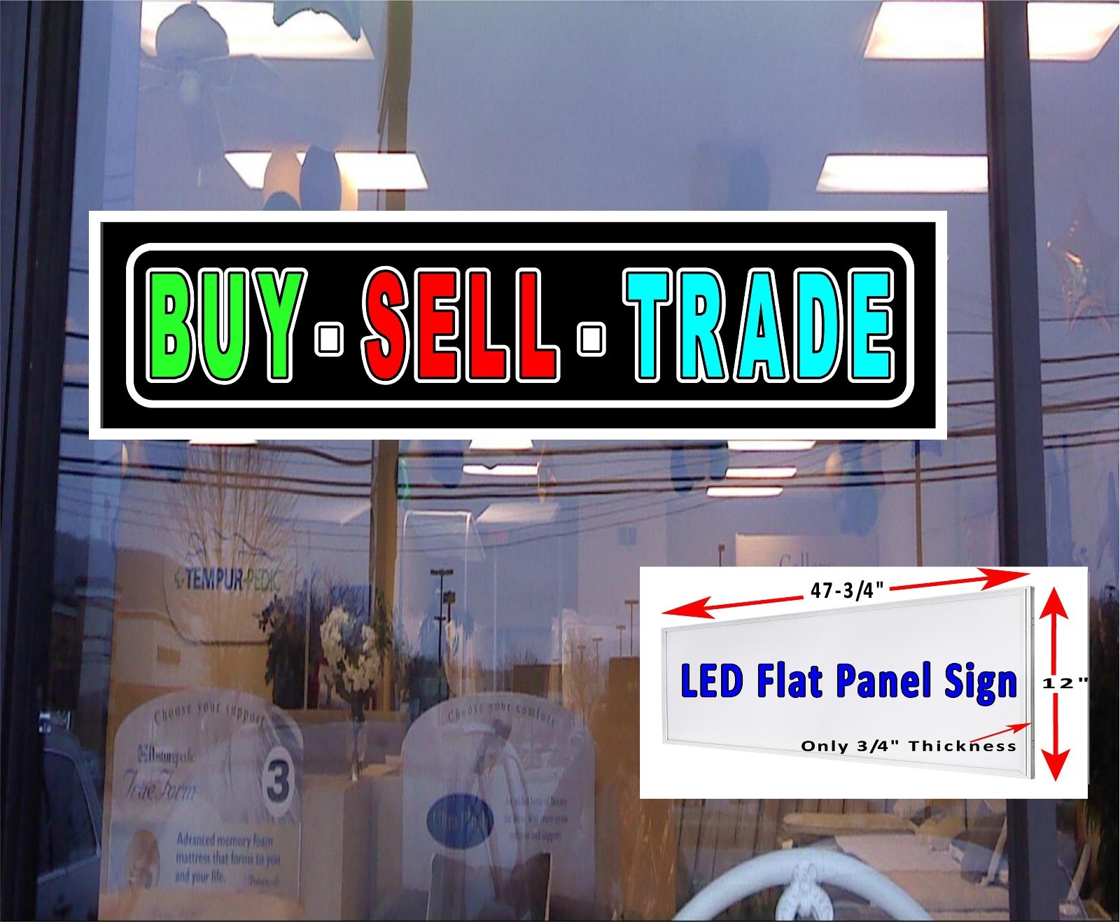 BUY SELL TRADE LED Light box window sign 48&Prime;x12&Prime;