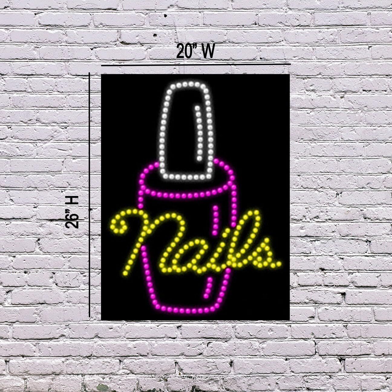 LED Nails Sign | Light Up Sign | 26&Prime;H x 20&Prime;W x 2&Prime;D