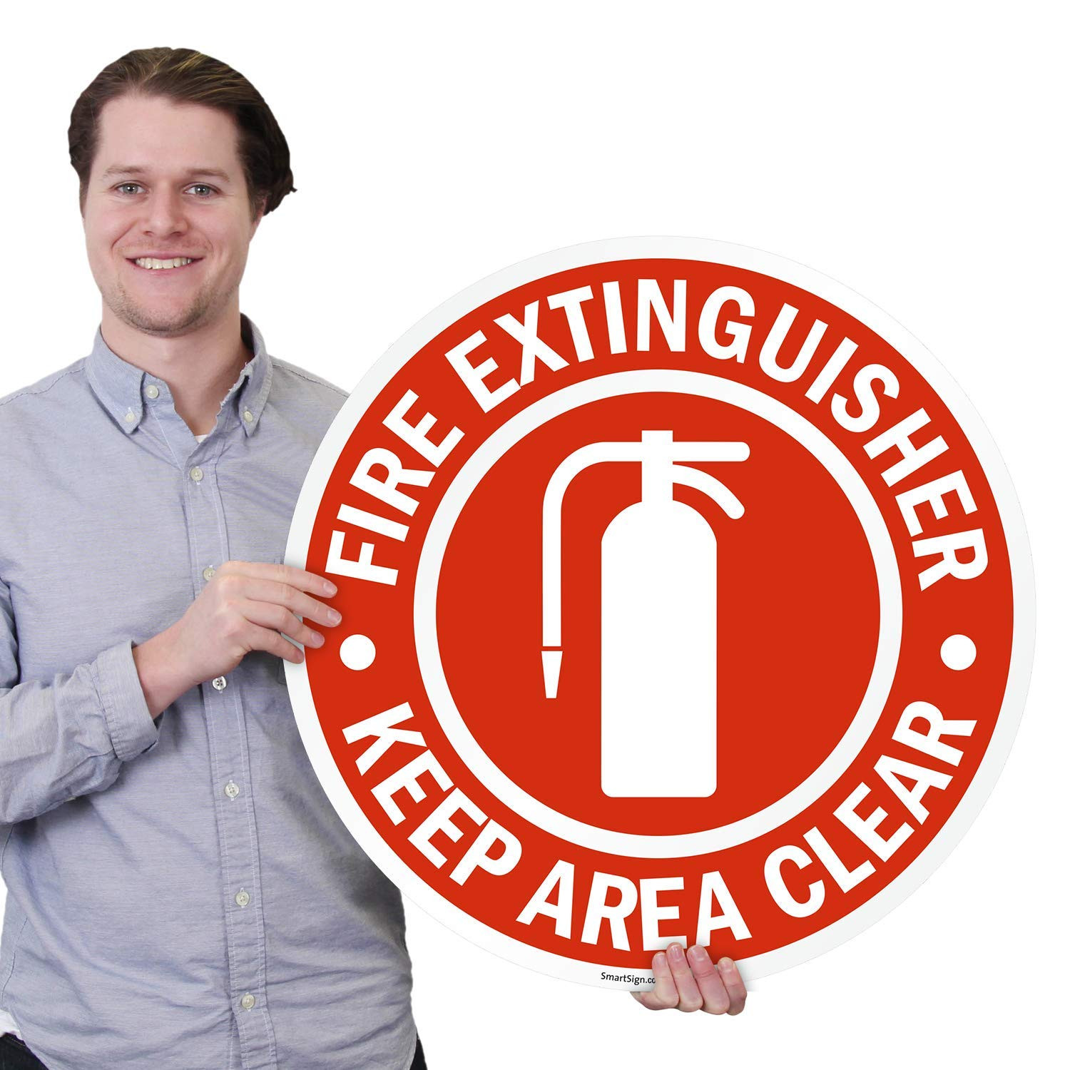 “Fire Extinguisher – Keep Area Clear” anti Slip Adhesive Floor Sign | 24&Prime; X 24&Prime;