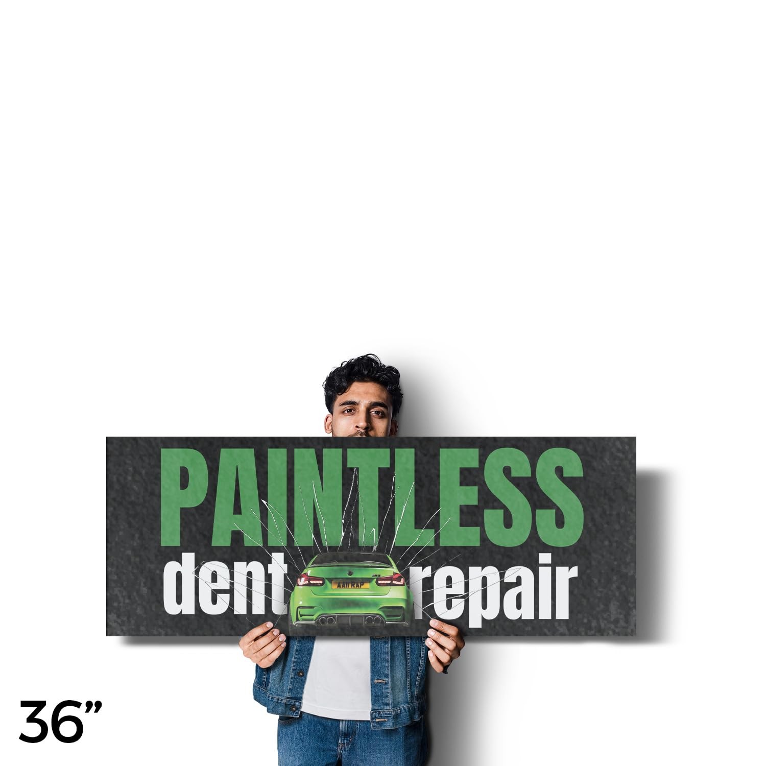 Paintless Dent Repair Vinyl Decal 36 Inch x 14 Inch Weatherproof Heavy-Duty A…