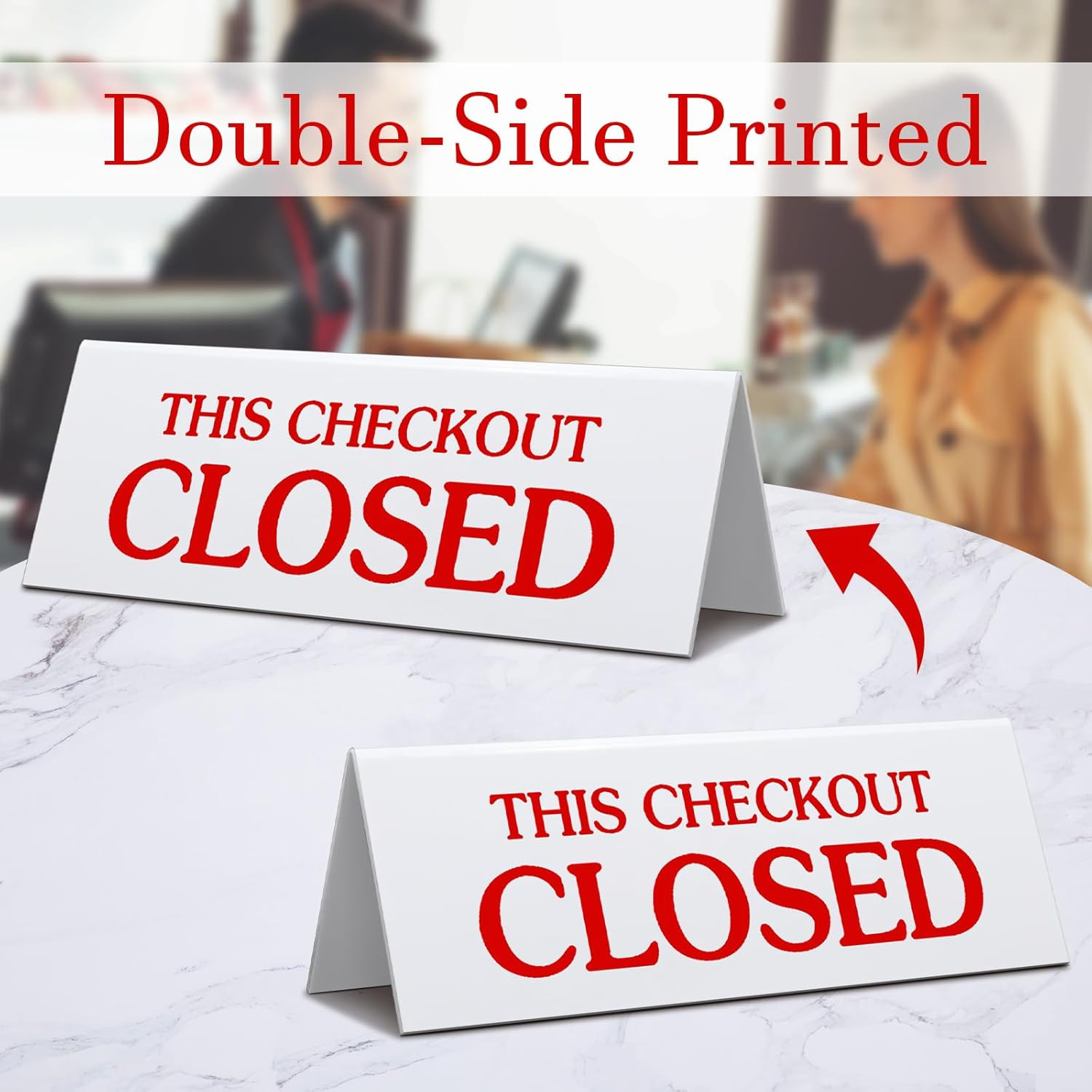 3 Pcs Checkout Closed Desk Sign 11 x 4 Inch Engraved Acrylic Tabletop Retail Cou
