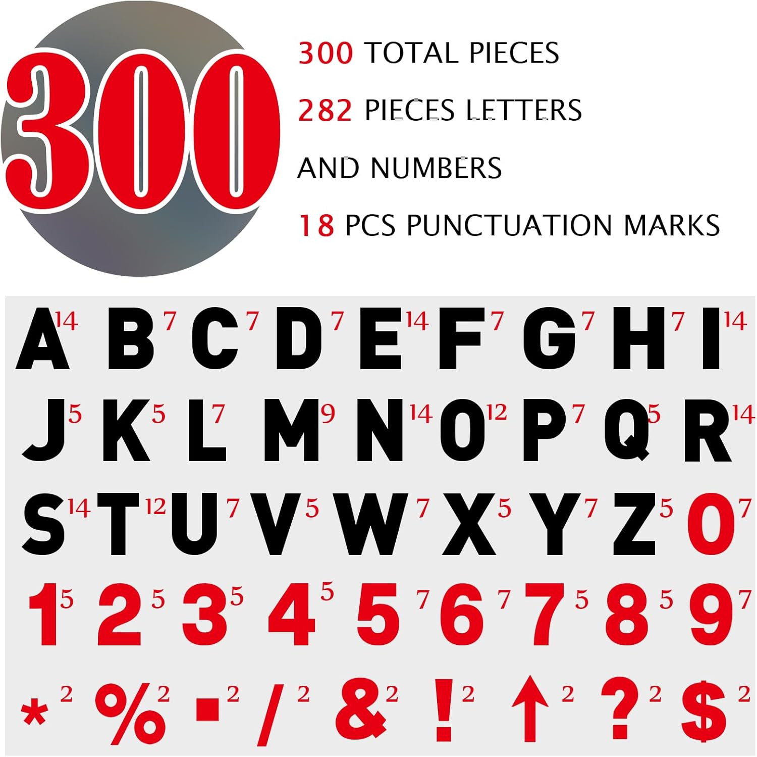 300 Pcs Sign Letter Printed on Marquee Letters Flexible Outdoor Sign Letters Bla