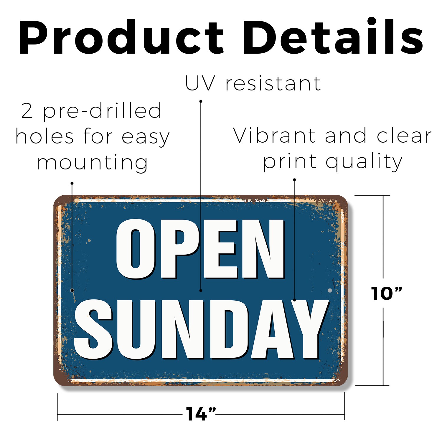 Open Sunday Street Sign Yes We Are Open Durable Perfect for shop Cafes Counters