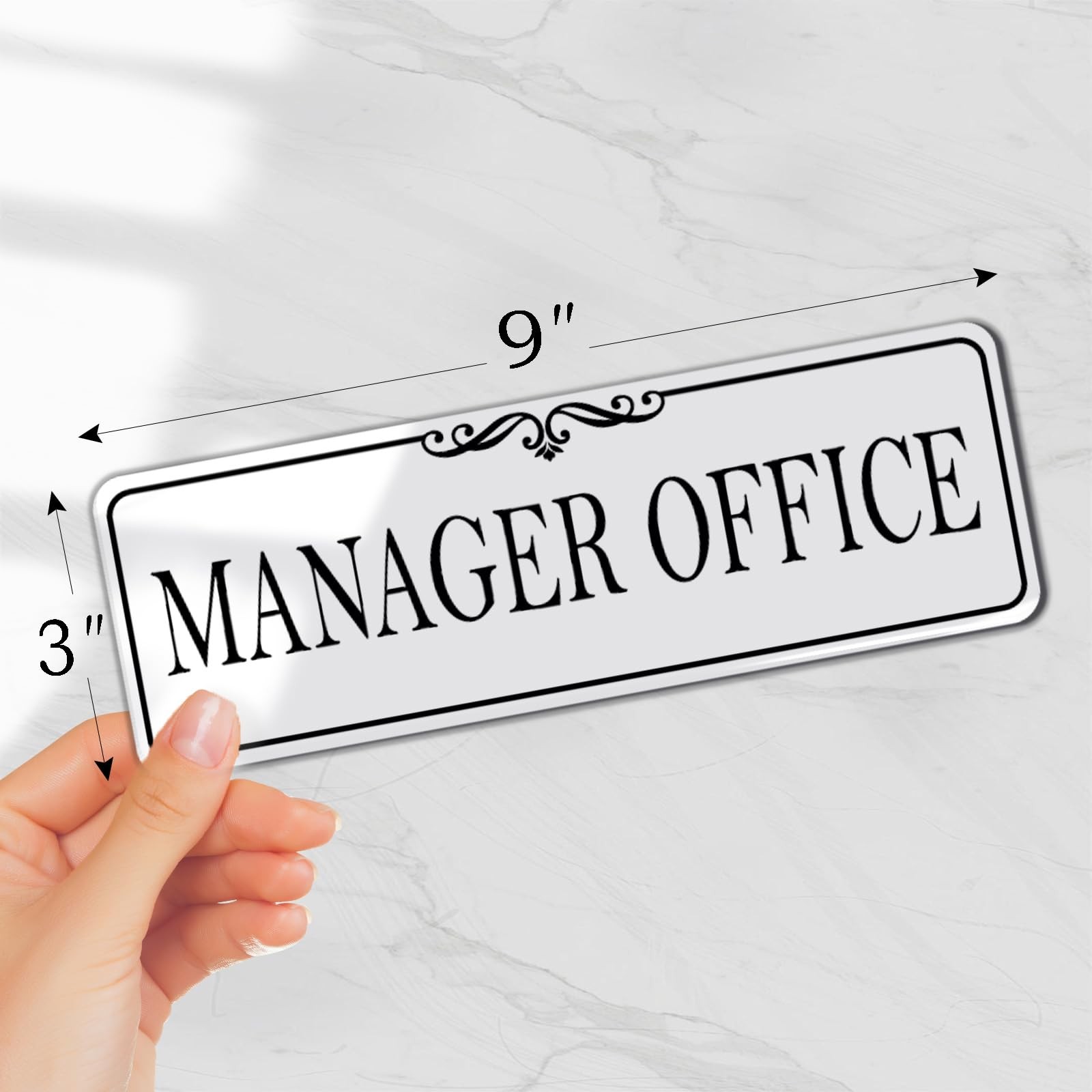 9×3 Inch Elegant White « Manager Office » Acrylic Self-stick Door Wall Signage
