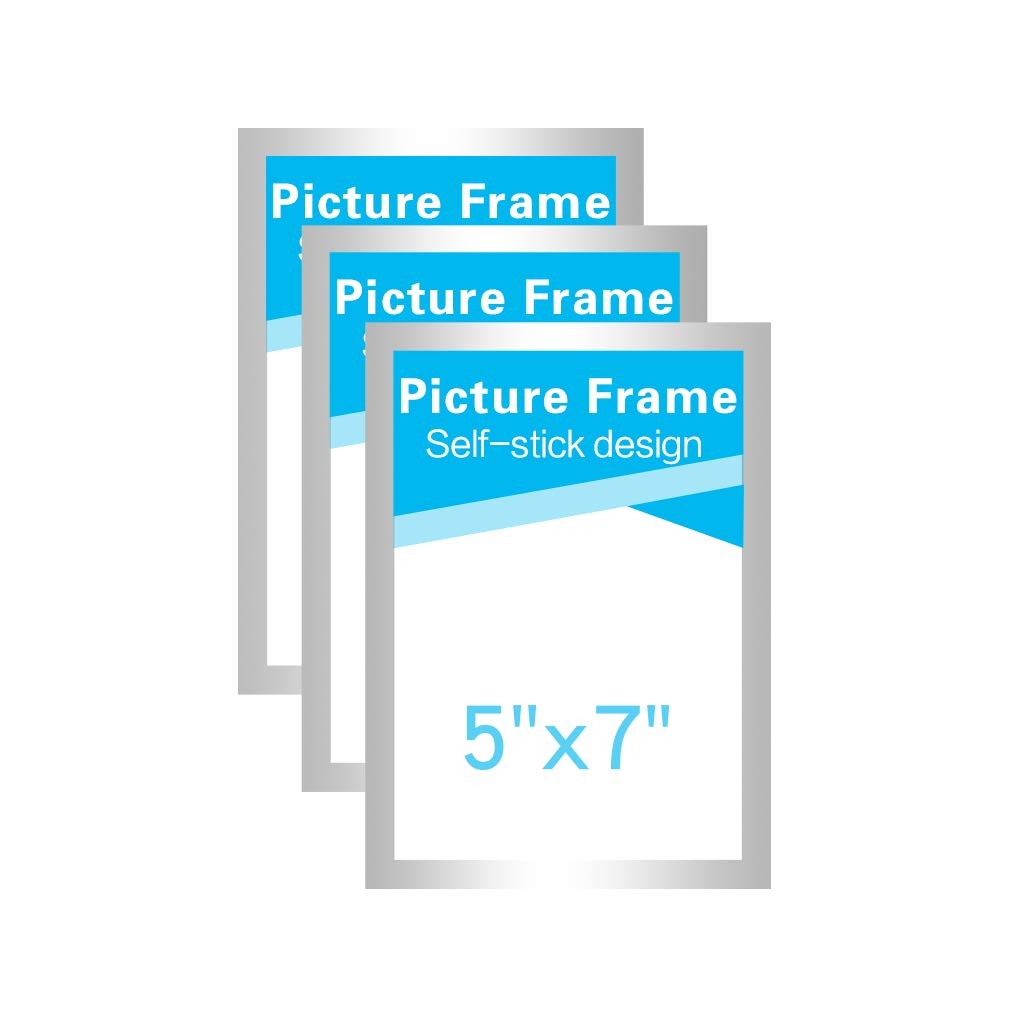 MFoffice 5×7 Picture Frames Made of Durable PVC and Strong 5×7 », Silver