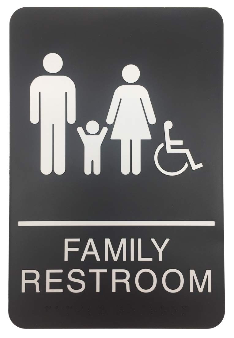 1 PCS Black Family Accessible ADA Compliant Restroom Sign Adhesive Tape