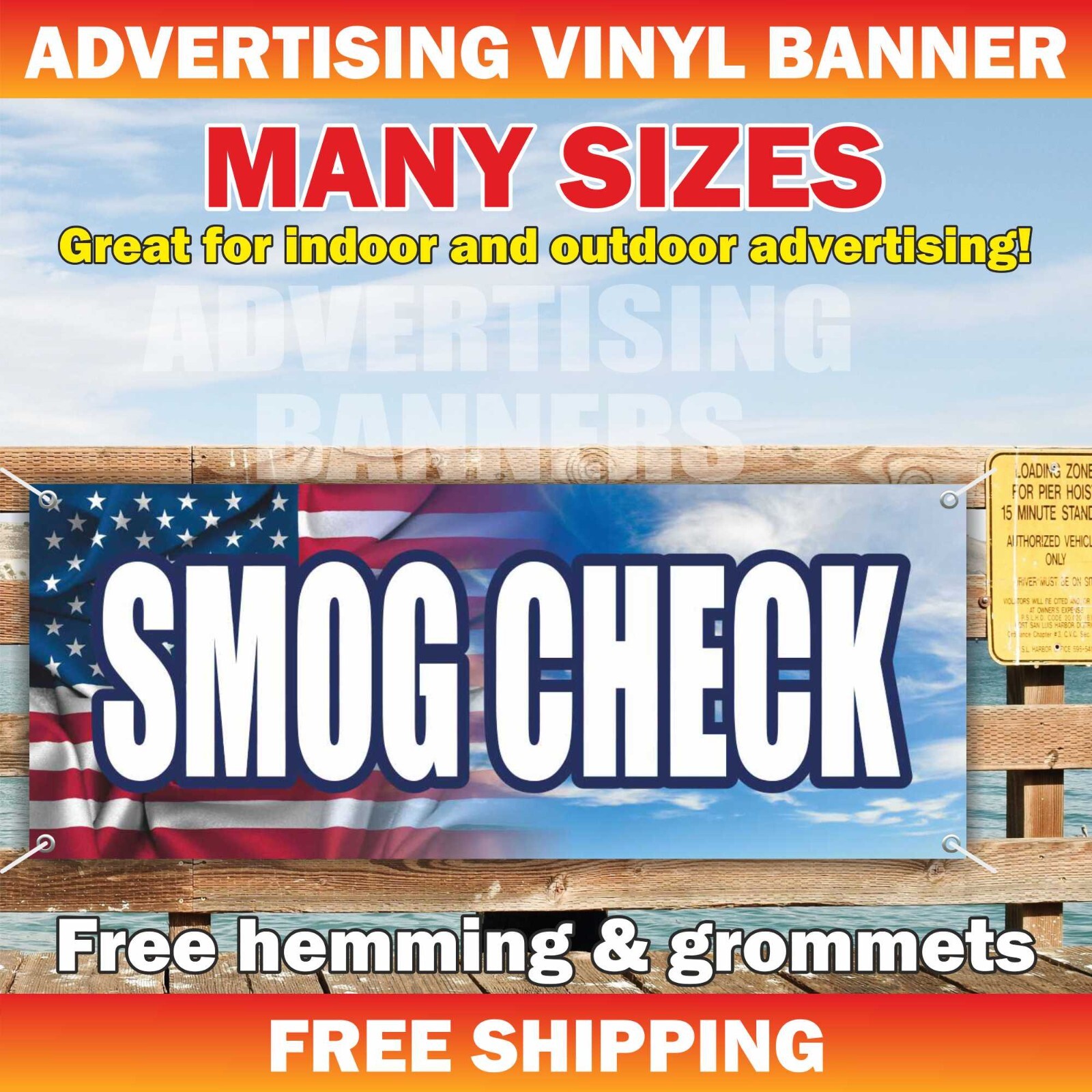 SMOG CHECK Advertising Banner Vinyl Sign auto repair service diagnostic garage