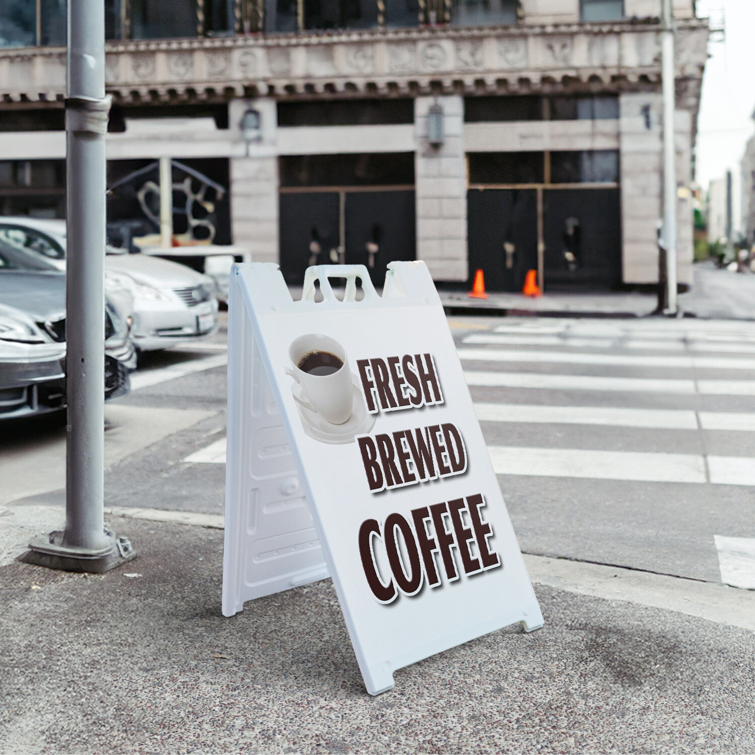 A-frame Sidewalk Fresh Brewed Coffee 24&Prime; x 36&Prime; Double Sided A-Frame Sidewalk Sig