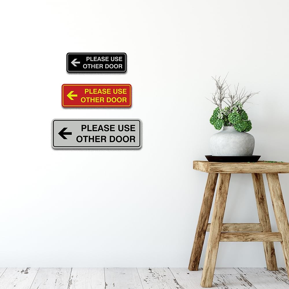 1 PCS Standard Please Use Other Door Left Arrow Sign White Small Wall Decor