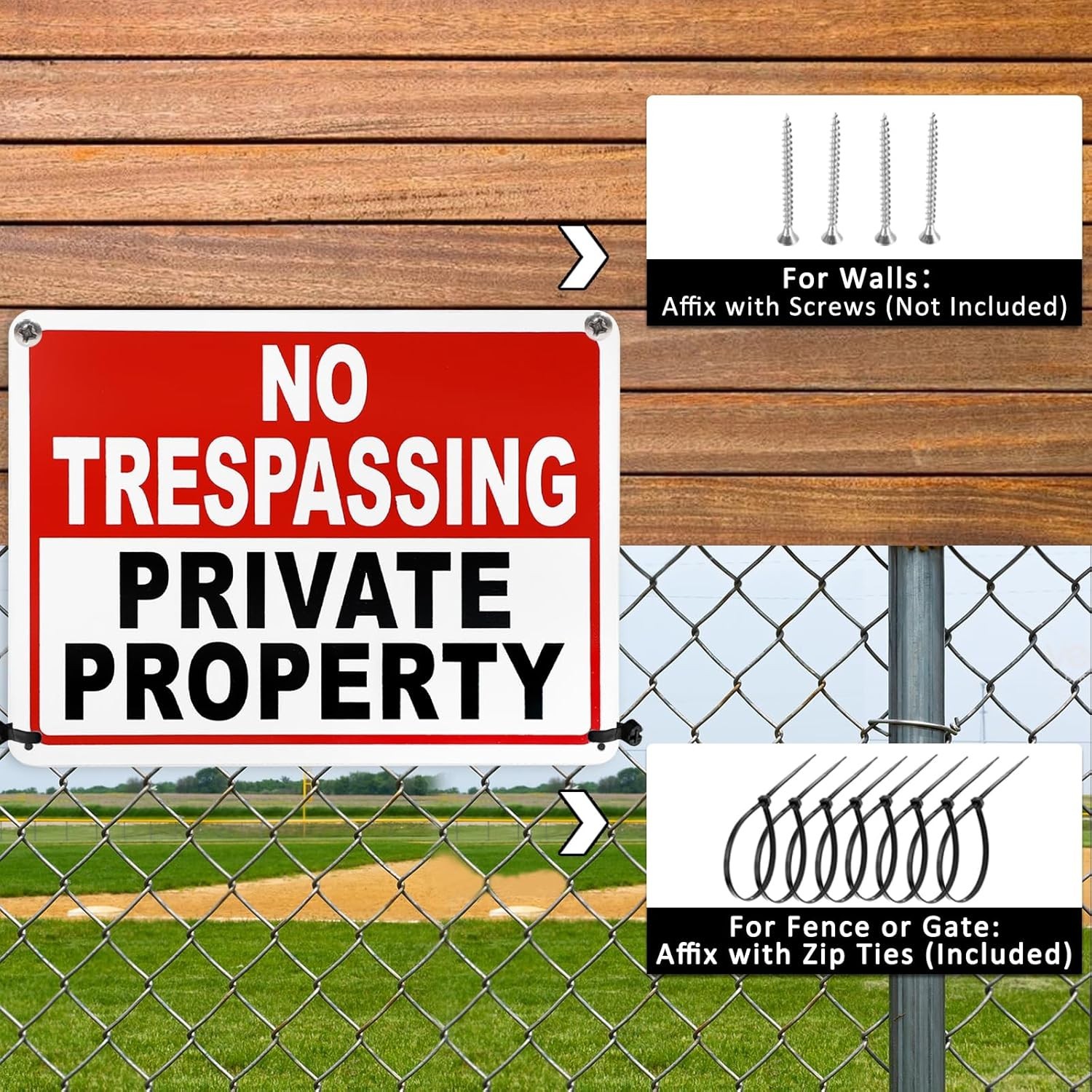 2 Pack No Trespassing Signs Private Property – 10×7 Inch 40 Mil Rust Free Alu…