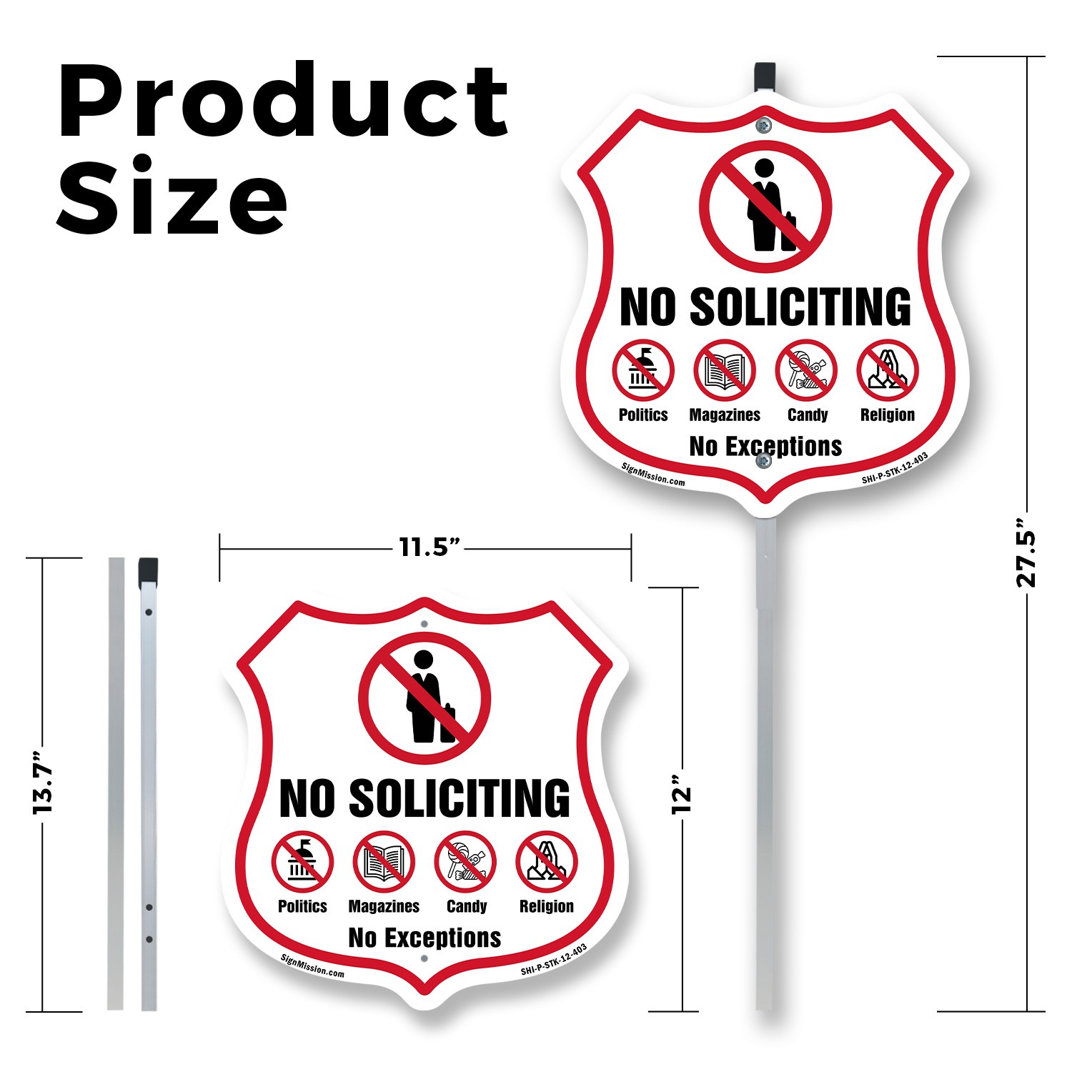 No Soliciting Shield Sign No Politics Magazines Candy Re Shield Sign With Stake