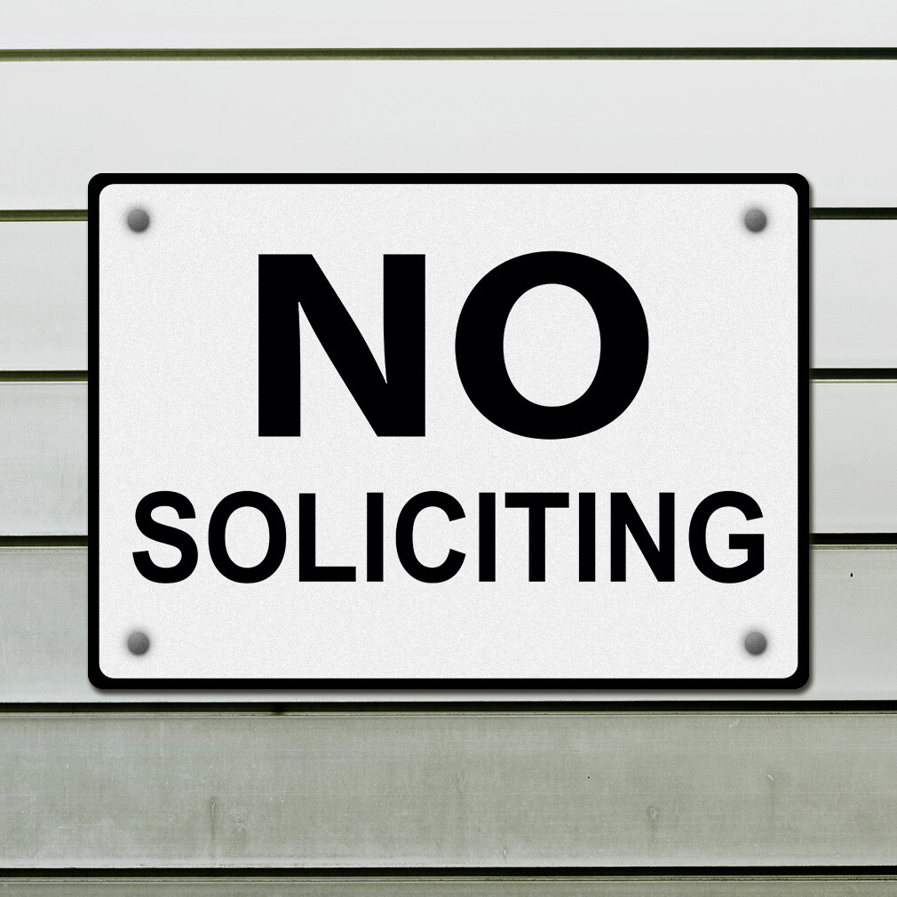 Aluminum Horizontal Metal Sign No Soliciting A Weatherproof Street Signage