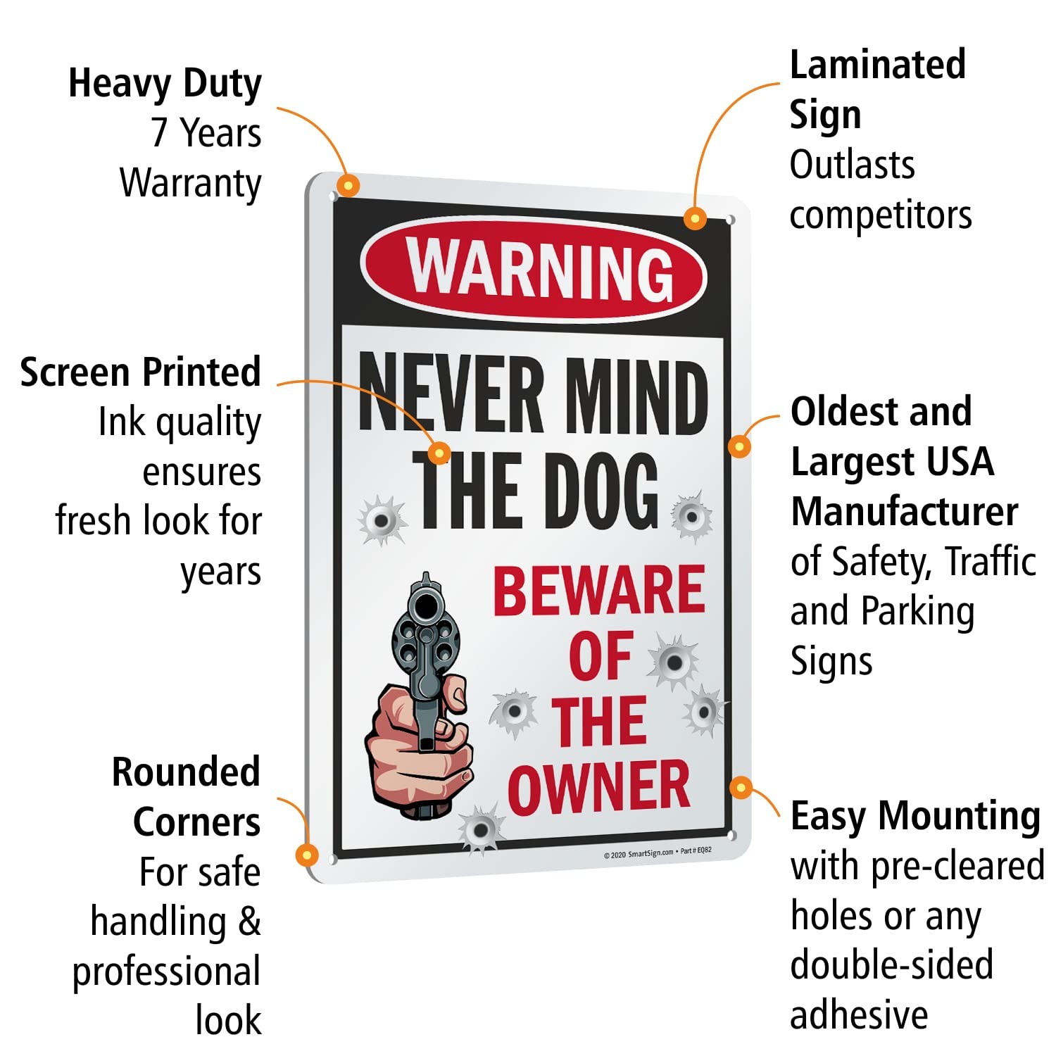 14 x 10 inch Funny “Never Mind The Dog – Beware Of The Owner” Metal Sign, 40 …