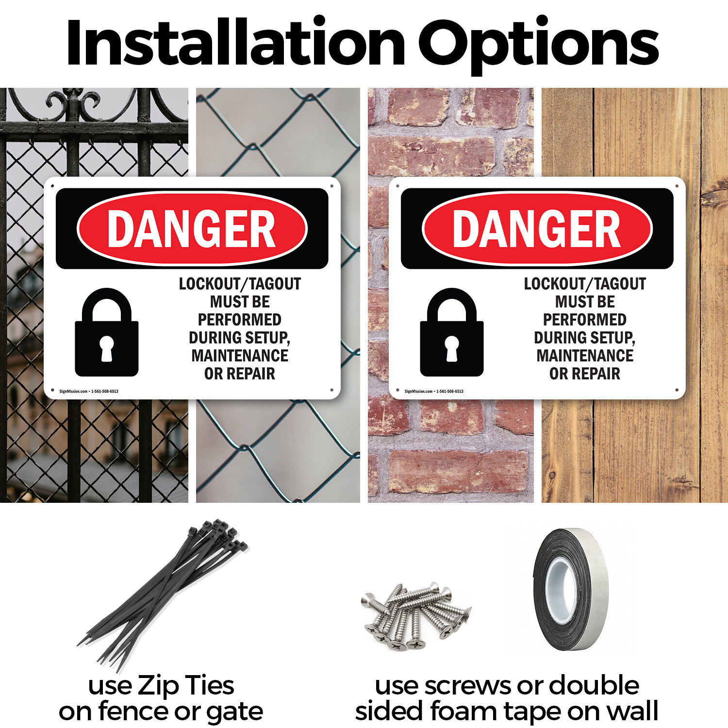 (2 Pack) Lockout Tagout Setup Maintenance Repair OSHA Danger Sign Decal Metal