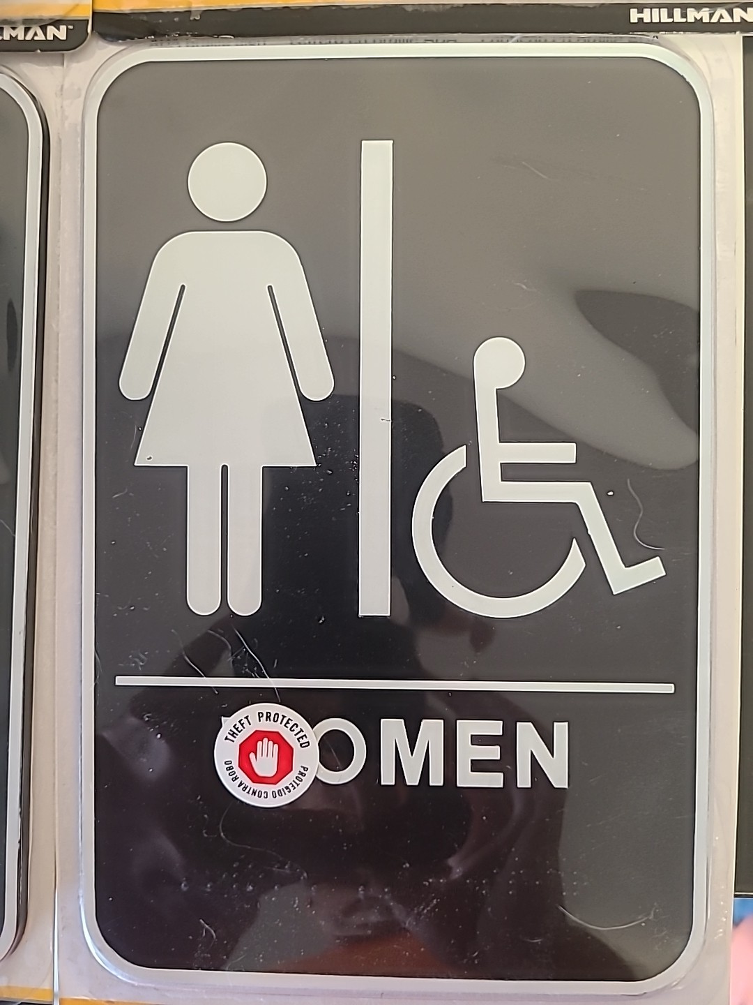 Hillman 6&Prime;X9&Prime; Women&rsquo;s Restroom Door Sign w/ Braille Black White $3 Plus Shipping