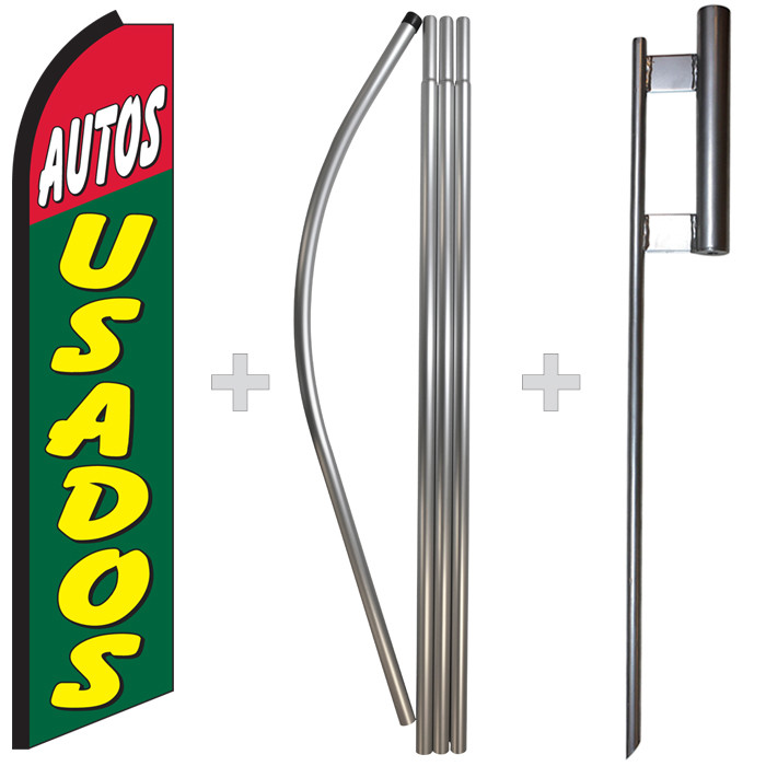 Autos Usados 15&prime; Tall Swooper Flag & Pole Kit Feather Super Bow Banner