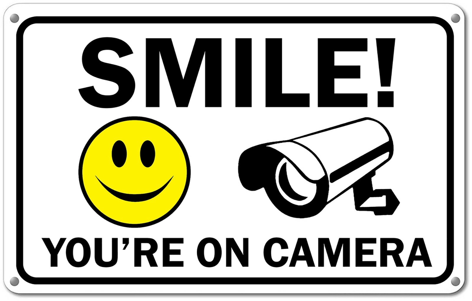 Smile You&rsquo;re on Camera Sign Video Surveillance Signs 11&Prime;x 7&Prime; UV Protected cctv