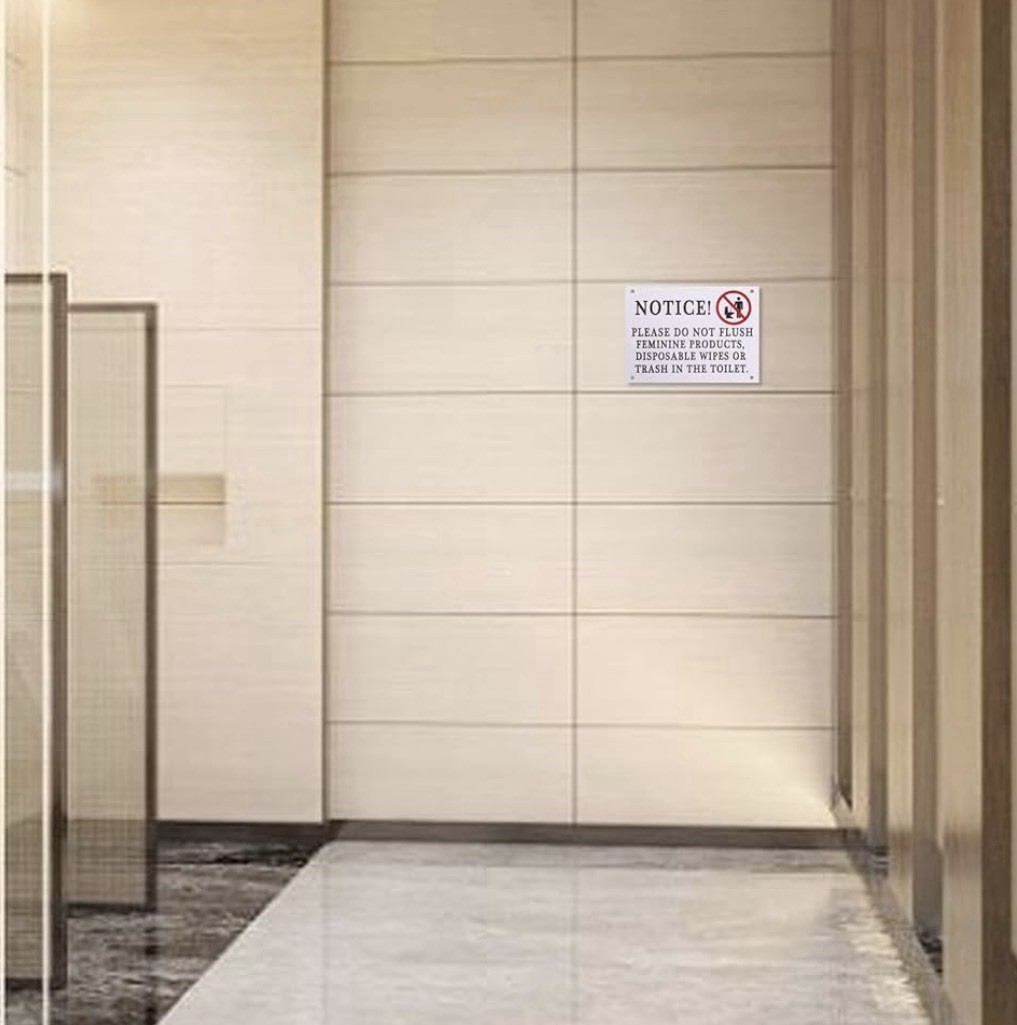 “Please Do Not Flush…” The Following Sanitary OSHA Notice Sign 7 x 5 inches- New