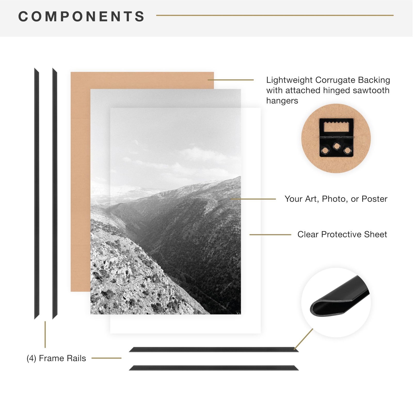 MCS Original Poster Frame 16×20 Black Lightweight Vertical & Horizontal Wall …