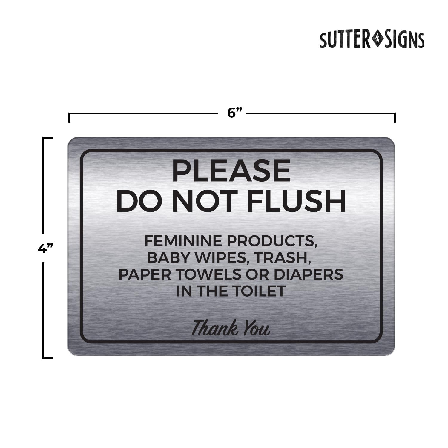 4×6 Inch Please Do Not Flush Feminine Products Restroom Sign ABS Plastic Pad