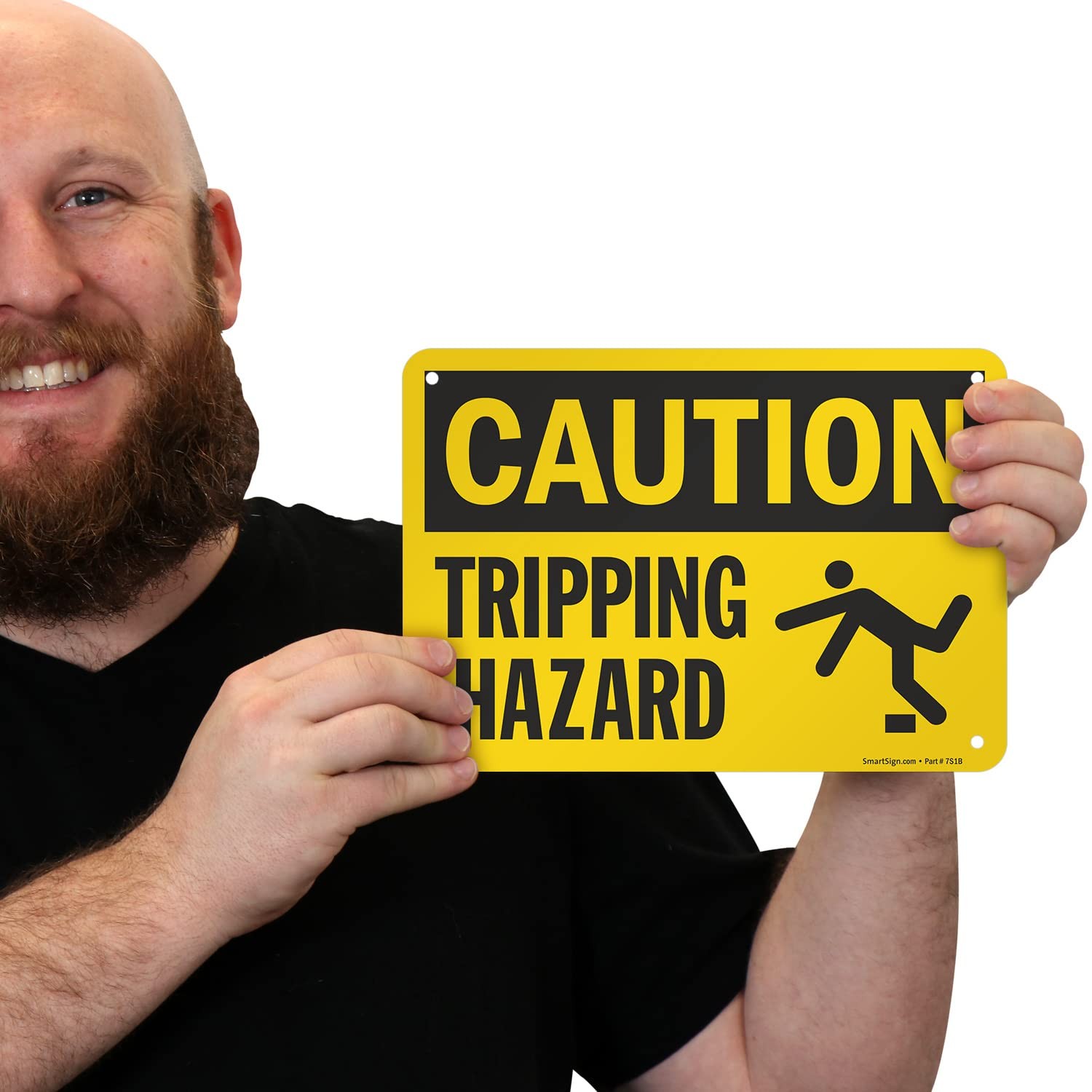 Caution Tripping Hazard Sign 7×10 Inch Aluminum Black On Yellow Safety