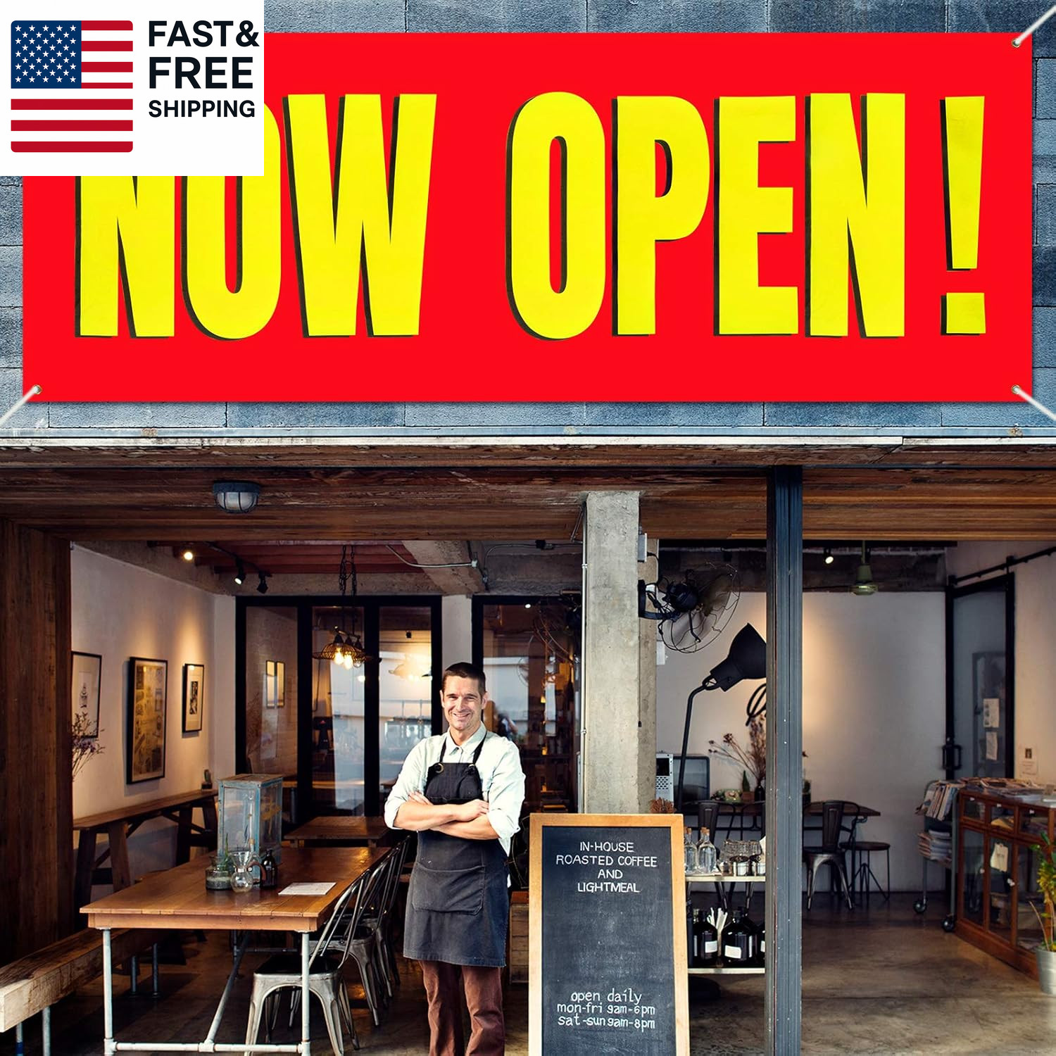 Large Now Open Banner Outdoor Indoor Signs Polyester Oxford Cloth Now Open Sign