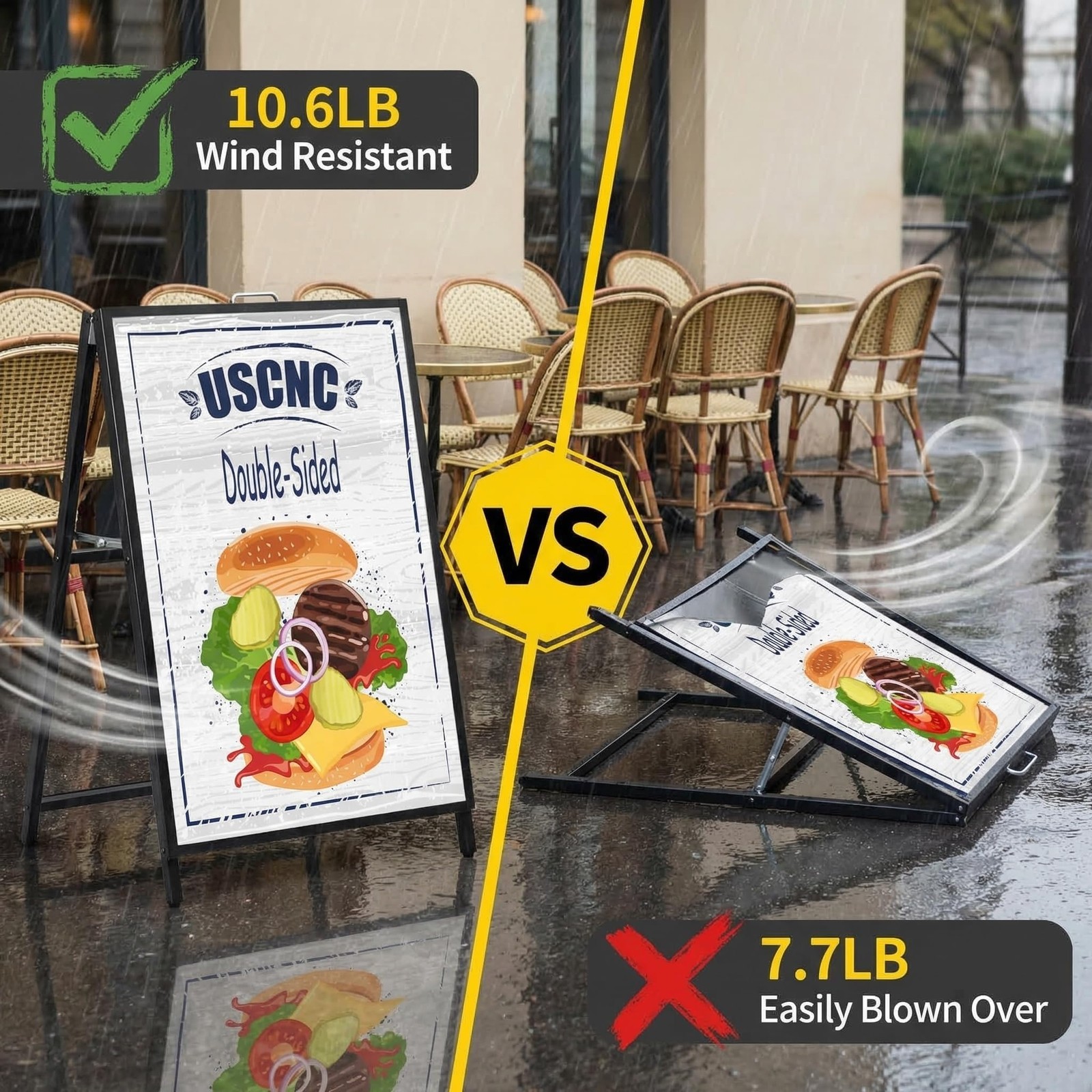 24 x 36 Inch A Frame Sign Double-Sided Folding Sandwich Board Heavy Duty Slid…
