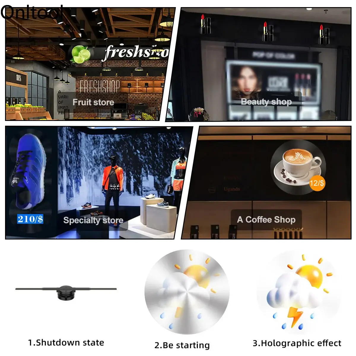 3D Hologram Fan LED Display Advertising Projector Shop Video Sign 3D Hologram