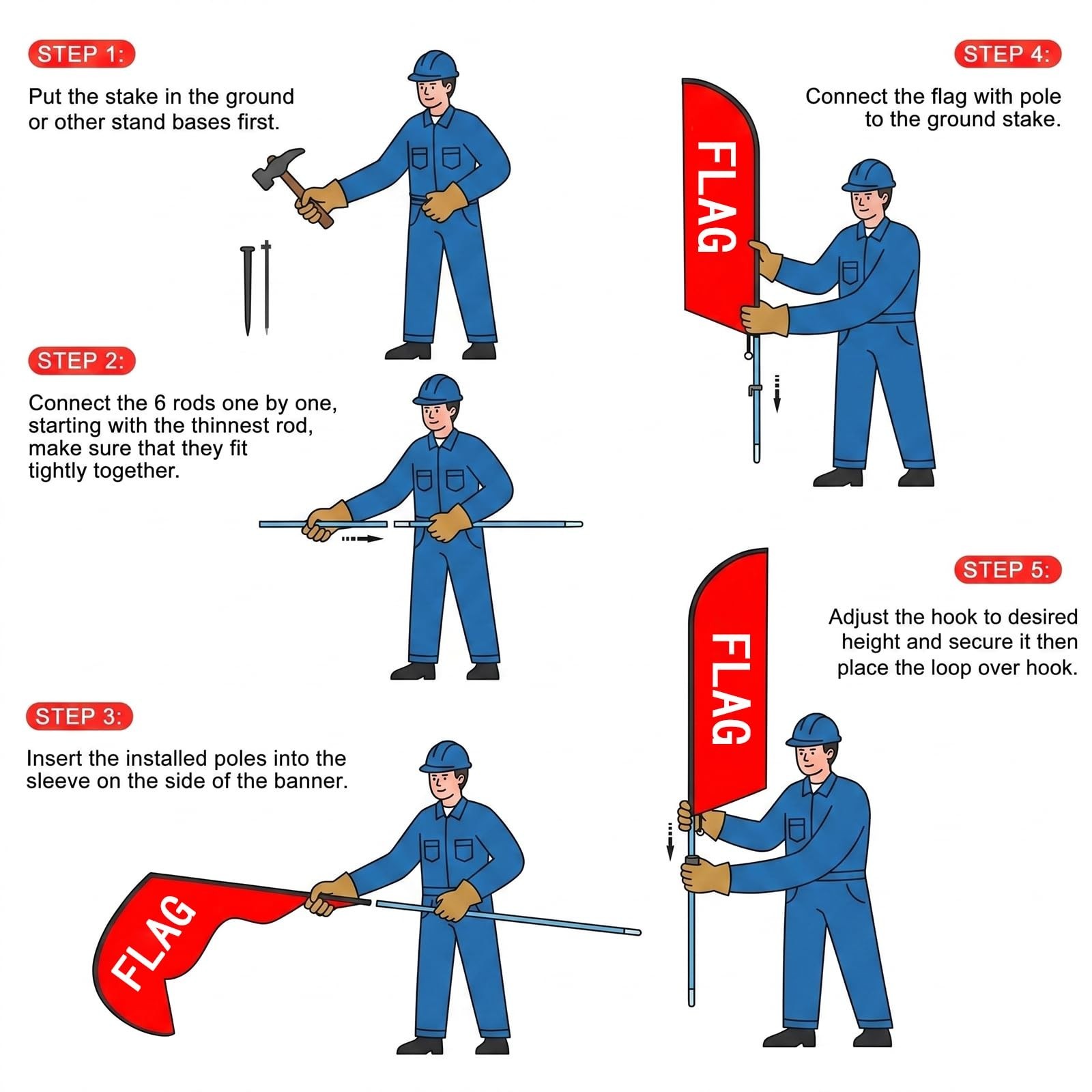 8ft Feather Flag Kit with Pole & Ground Stake – Swooper Banner for Grand Opening