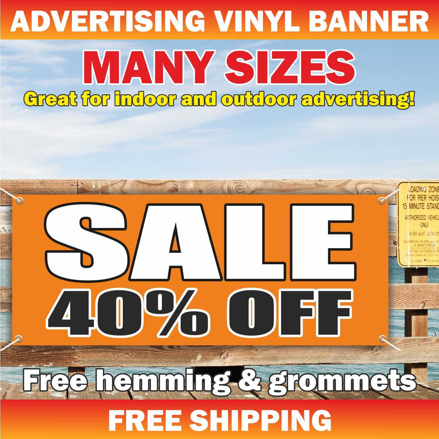 SALE 40% OFF Advertising Banner Vinyl Mesh Sign clearance holiday discount deals