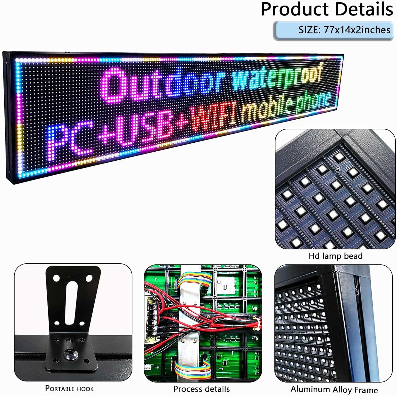 Programmable Waterproof LED Scrolling Sign for Business & Store Advertising