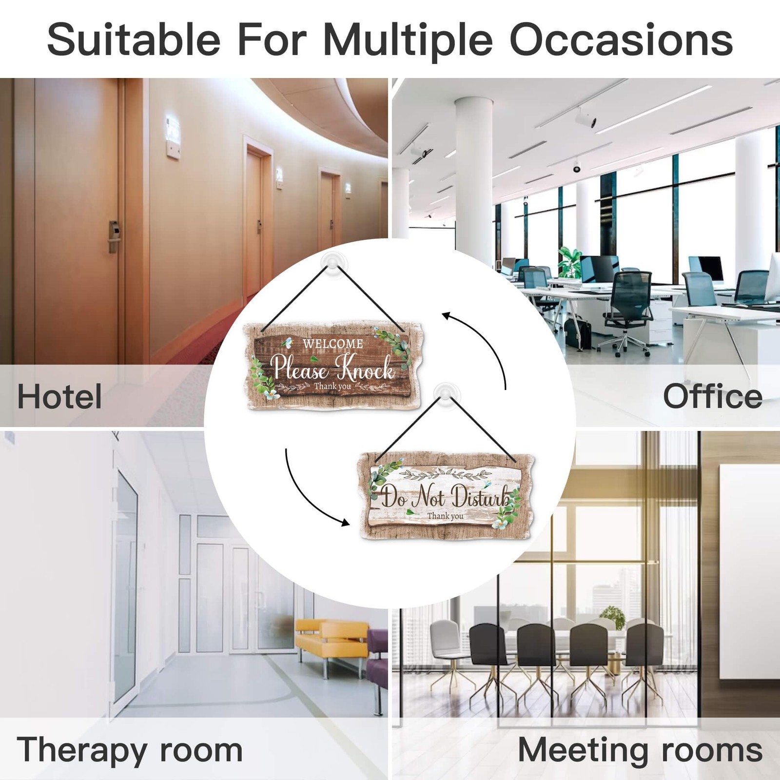 Welcome Please Knock Office Door Signs, PVC Do Not Disturb Door Hanger Sign, …