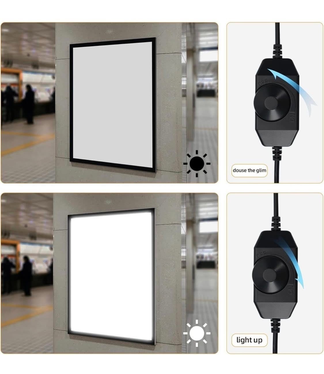 24×36 Inch LED Poster Frame with Dimmer, Backlit Light Box Display Posters & Art