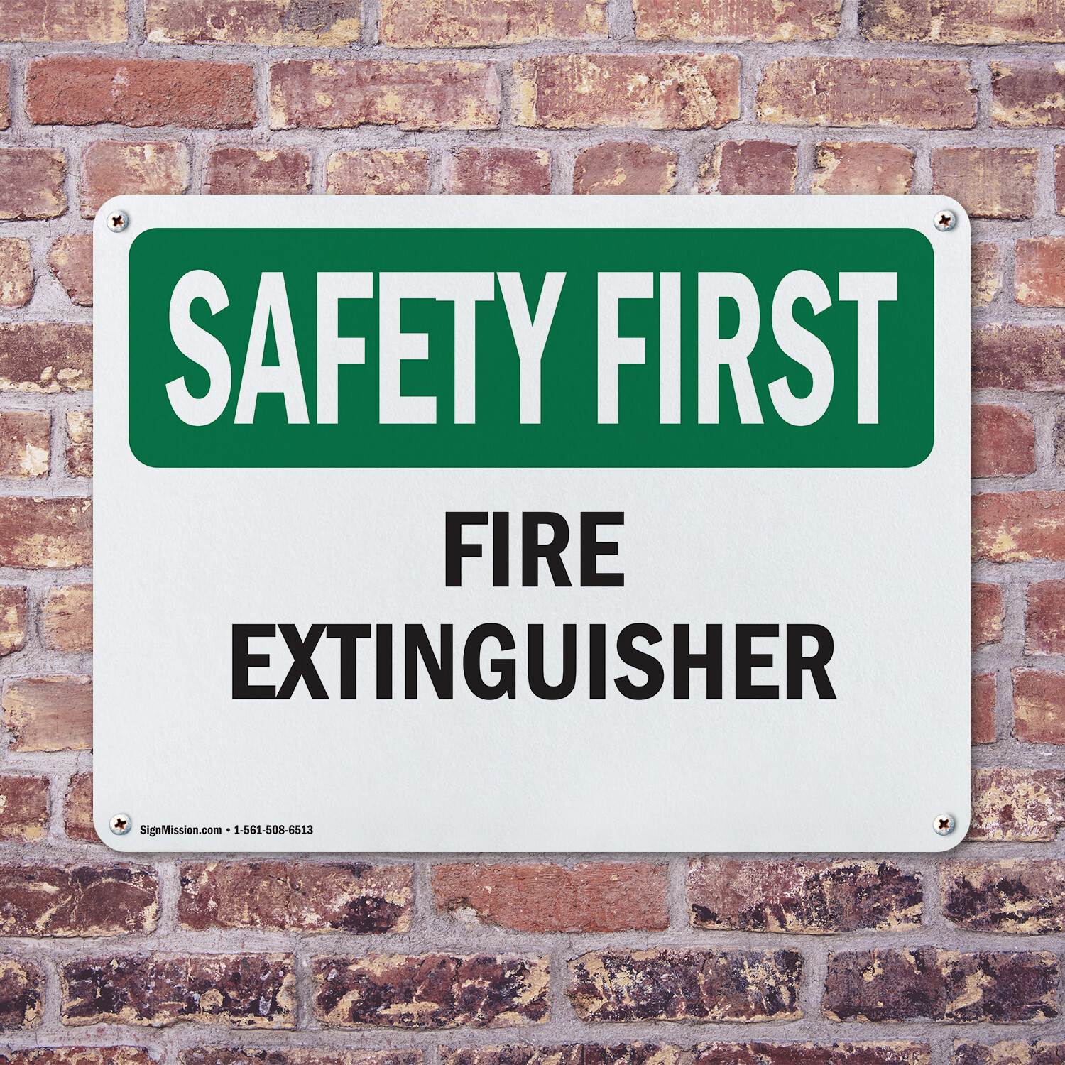 (2 Pack) Fire Extinguisher OSHA Safety First Sign Decal Metal Plastic