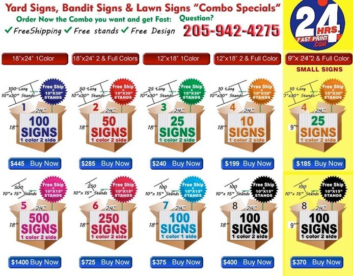 10 24×18 Full Color, Double Sided Custom Yard Signs This includes 30&Prime;in Stakes