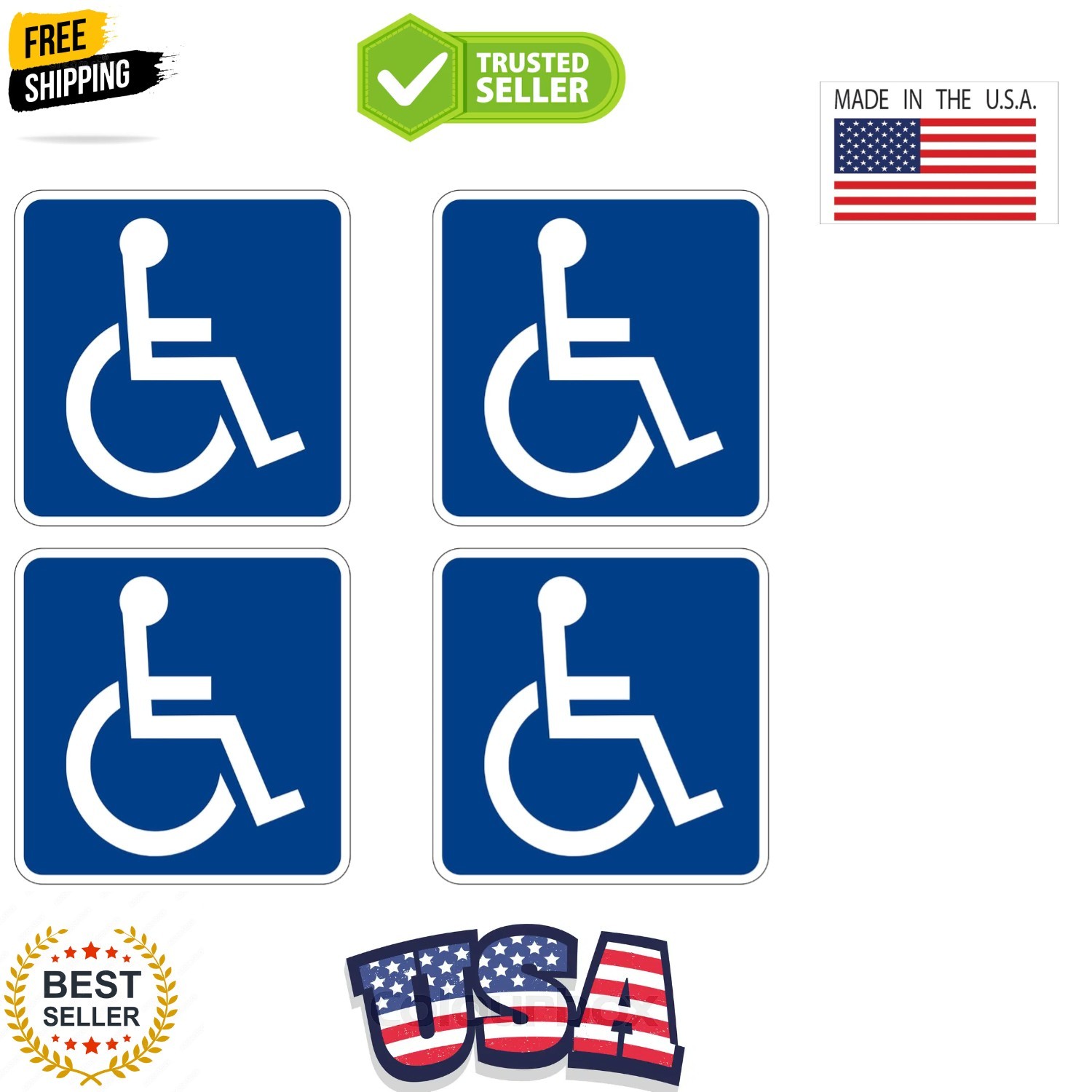 Disabled Wheelchair Symbol ADA Compliant Handicap Access Sign Pack of 4 5 X 5…