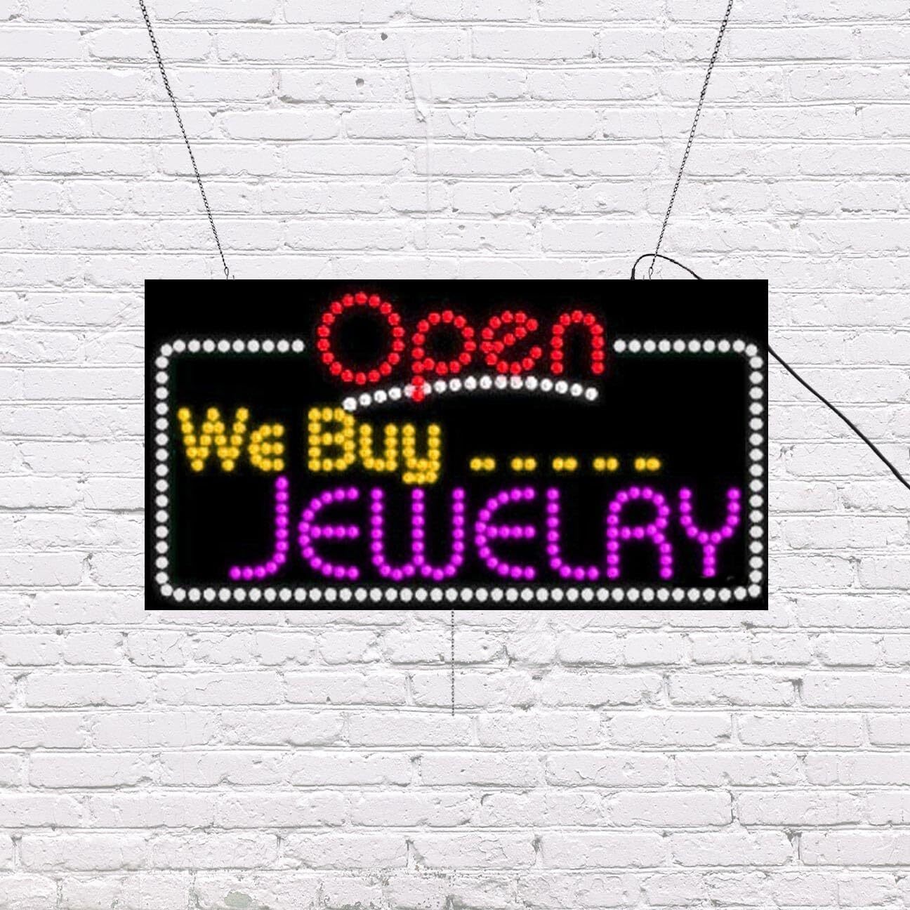 LED Open We Buy Jewelry | Light-up Sign | 31&Prime;W x 17&Prime;H x 2&Prime;D