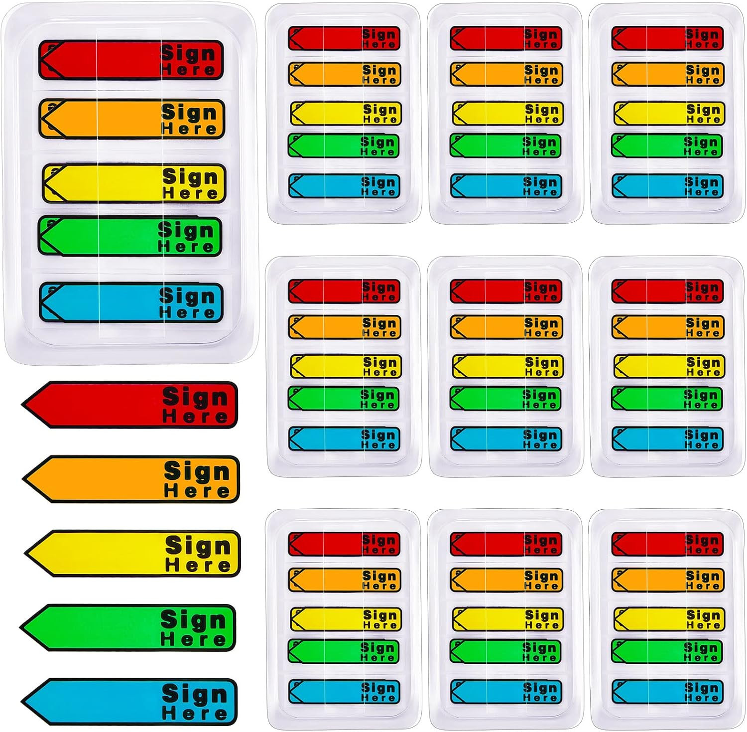 10 Pack 1000 Pcs Sign Here Tabs Sign Here Stickers Please Message Flags Multicol