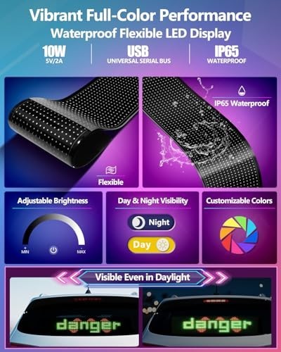 2PCS Programmable LED Devil Eyes for Cars – Flexible Matrix Display, Custom Text