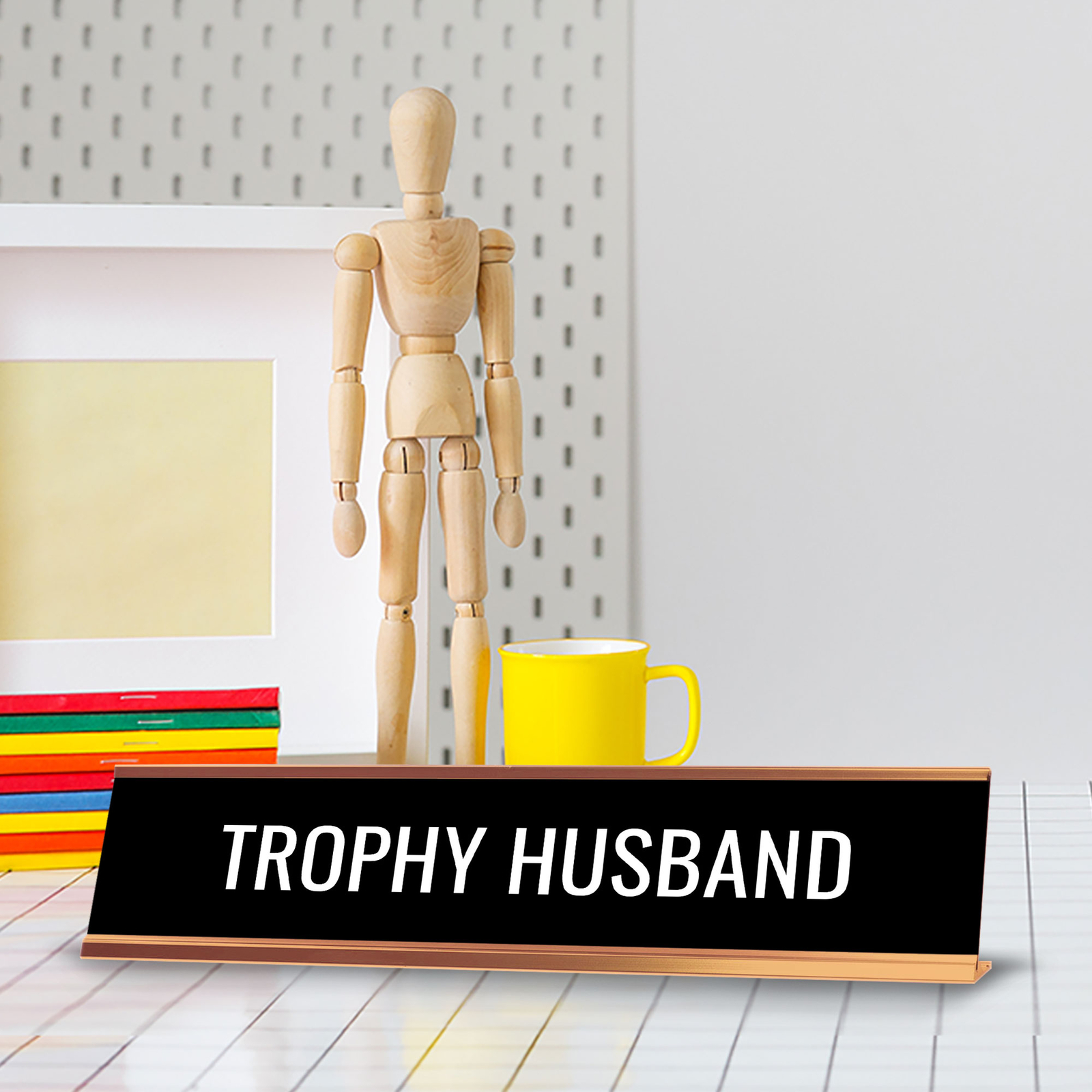Trophy Husband 2 x 10&Prime; Desk Sign | Funny Home & Office Decor