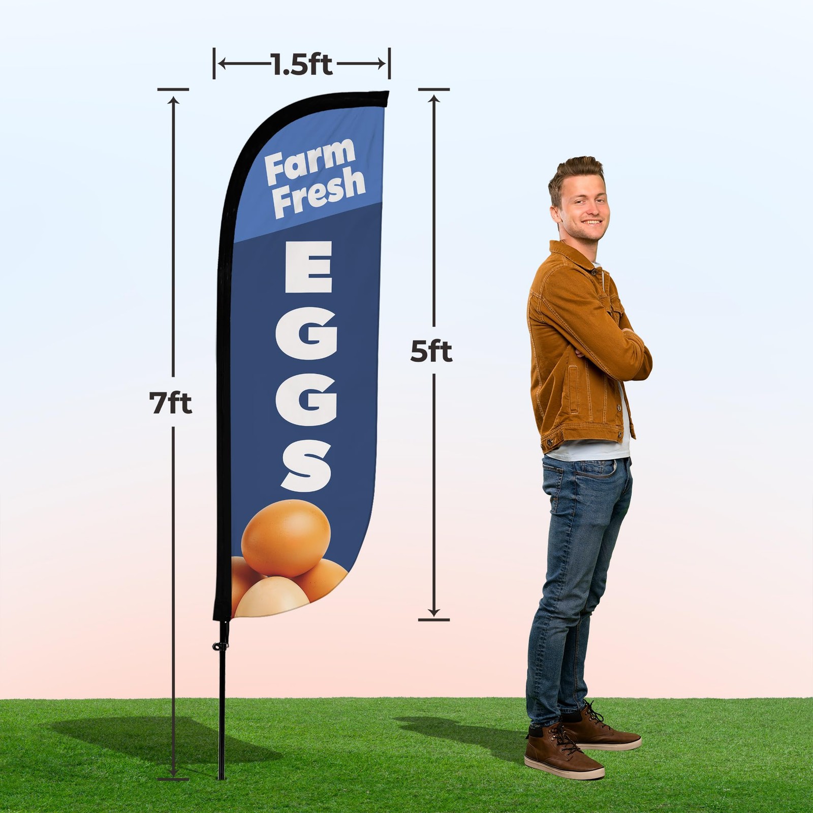 Lookourway Feather Flag Pole Kit – 7 Feet Tall Advertising Banner Fiberglass
