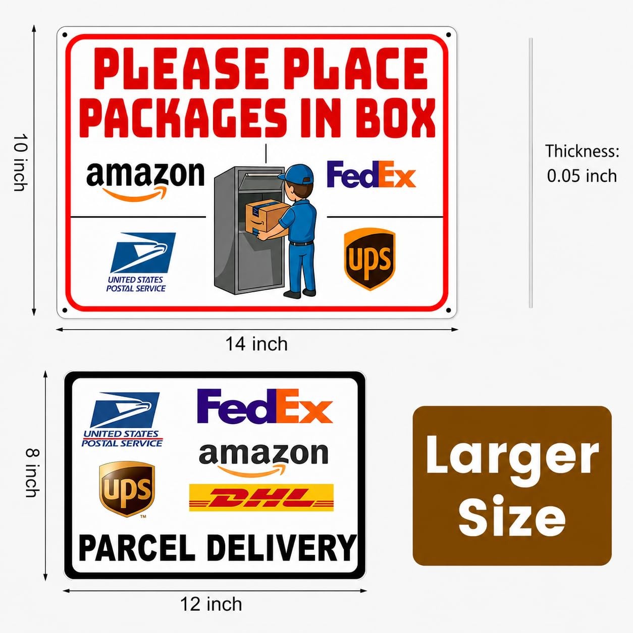 14 x 10 Inch Delivery Sign for Packages, Rust-Free Aluminum Metal Sign with D…