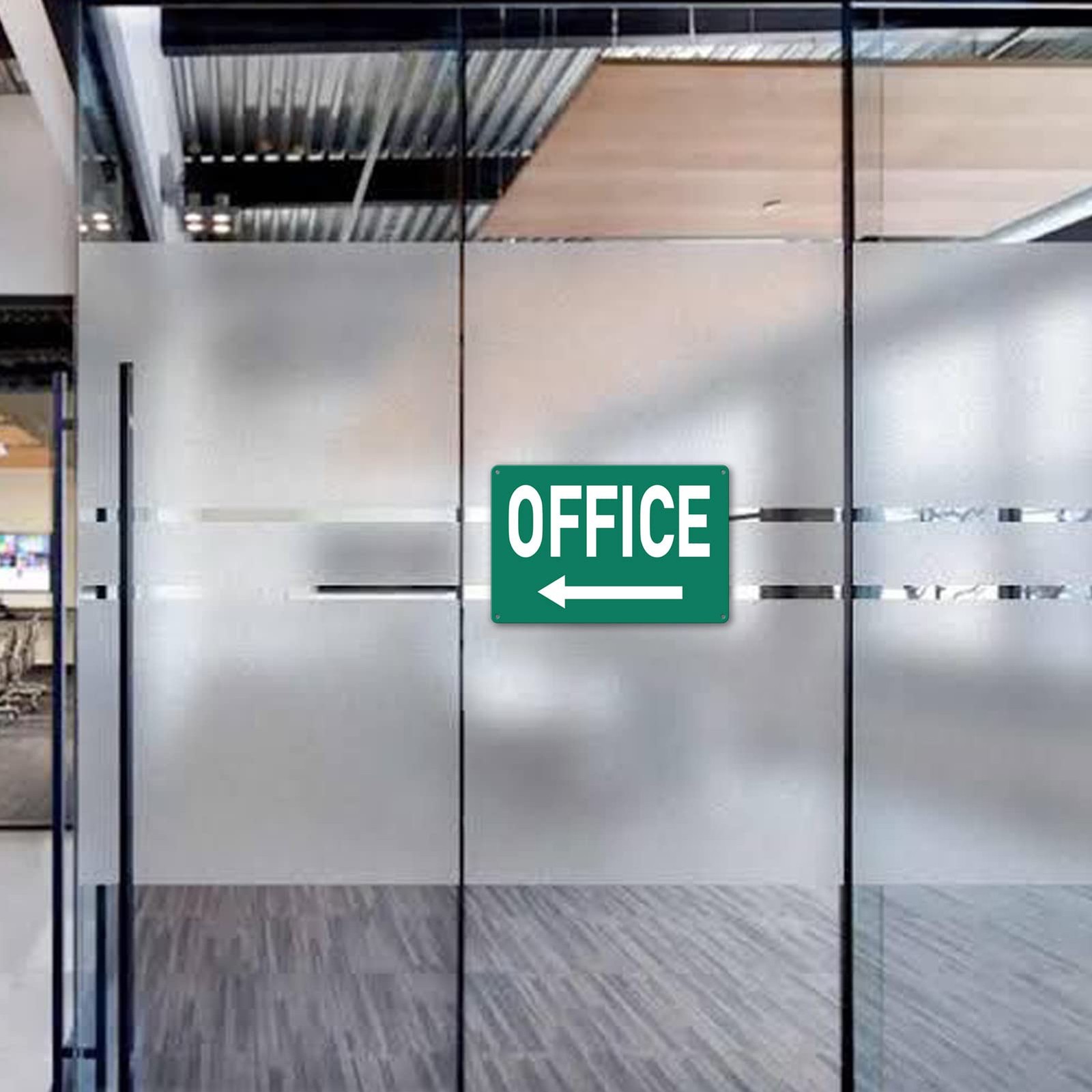 Custom Metal Office Sign for Doors – &lsquo;Meeting&rsquo; with Left Arrow – 8 x 12 In