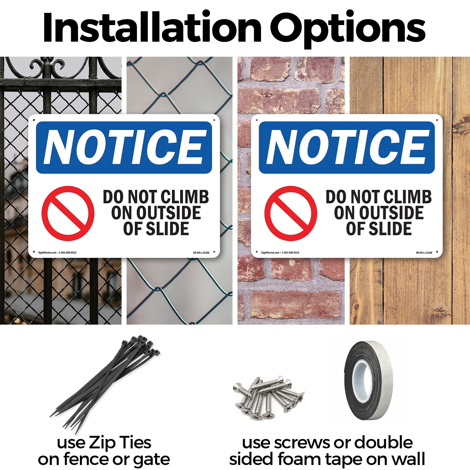 Do Not Climb On Outside Of Slide OSHA Notice Sign Metal, Decal – 5 or 10 Pack